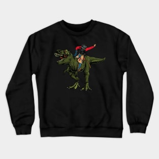 Cowboy Riding T Rex Dinosaur Mashup Crewneck Sweatshirt